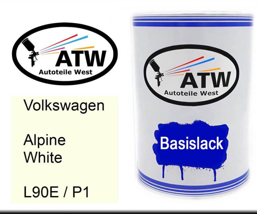 Volkswagen, Alpine White, L90E / P1: 500ml Lackdose, von ATW Autoteile West.